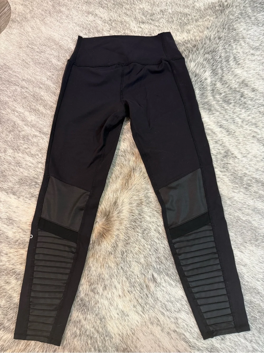 ALO Yoga Black High-Waist Ribbed Panel Leggings